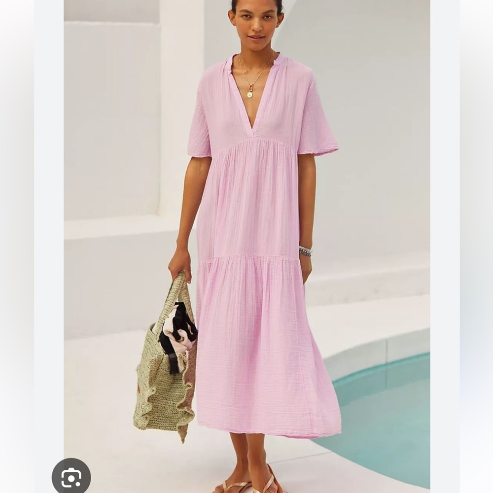 Anthropologie gauze Kallie dress, medium pink